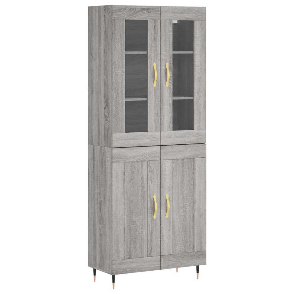 Buffet haut Sonoma gris 69,5x34x180 cm Bois d'ingénierie - Photo n°1
