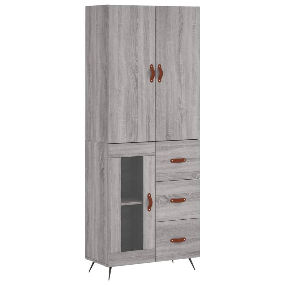 Buffet haut Sonoma gris 69,5x34x180 cm Bois d'ingénierie - Photo n°1