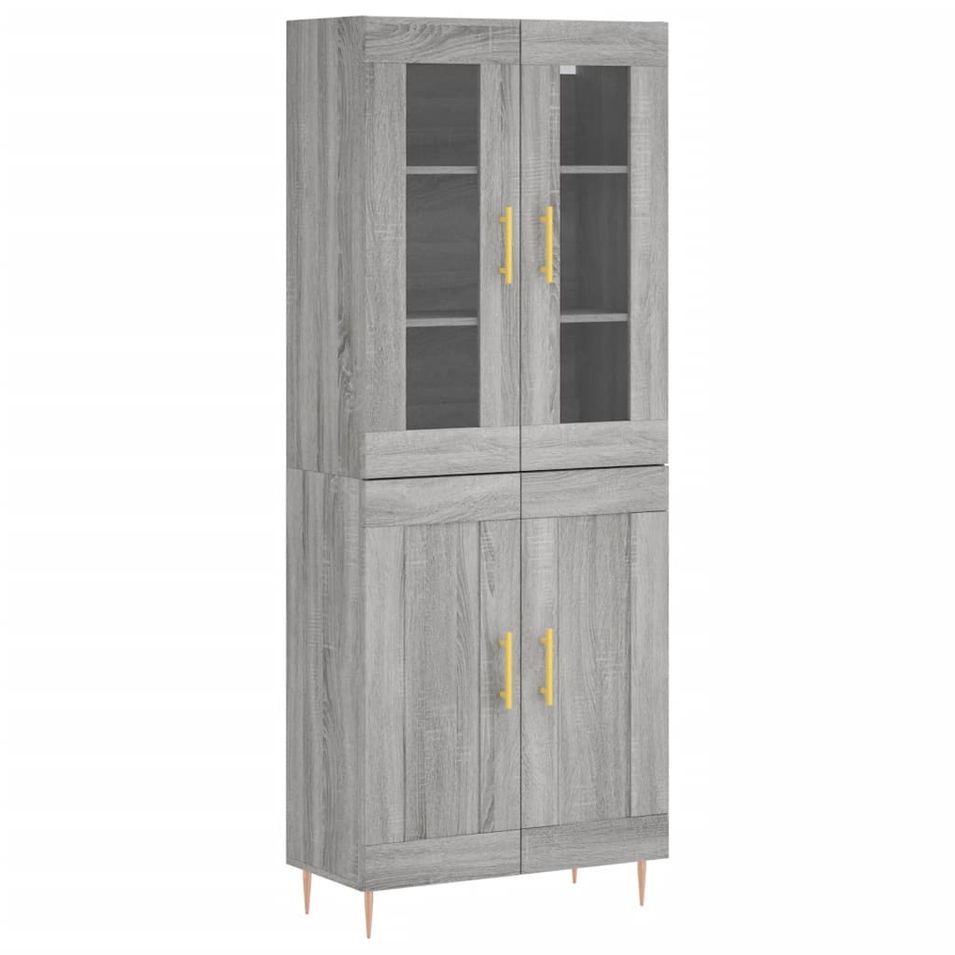 Buffet haut Sonoma gris 69,5x34x180 cm Bois d'ingénierie - Photo n°1