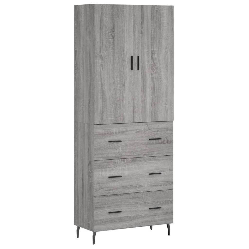 Buffet haut Sonoma gris 69,5x34x180 cm Bois d'ingénierie - Photo n°1