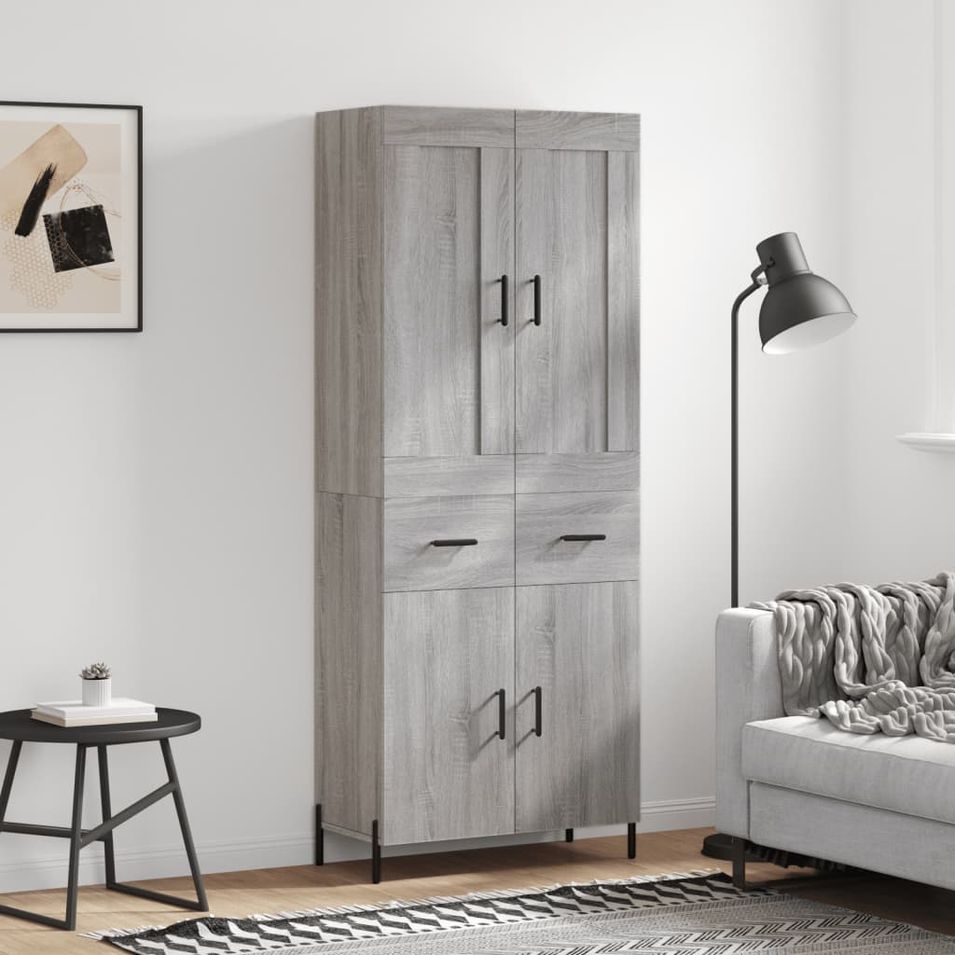 Buffet haut Sonoma gris 69,5x34x180 cm Bois d'ingénierie - Photo n°1