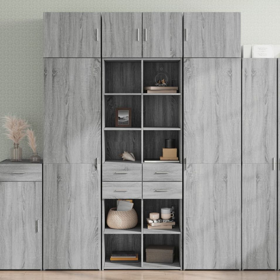 Buffet haut sonoma gris 70x42,5x185 cm bois d'ingénierie - Photo n°1