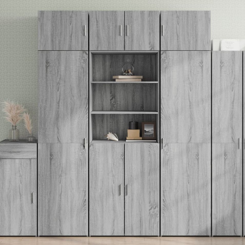 Buffet haut sonoma gris 70x42,5x185 cm bois d'ingénierie - Photo n°1
