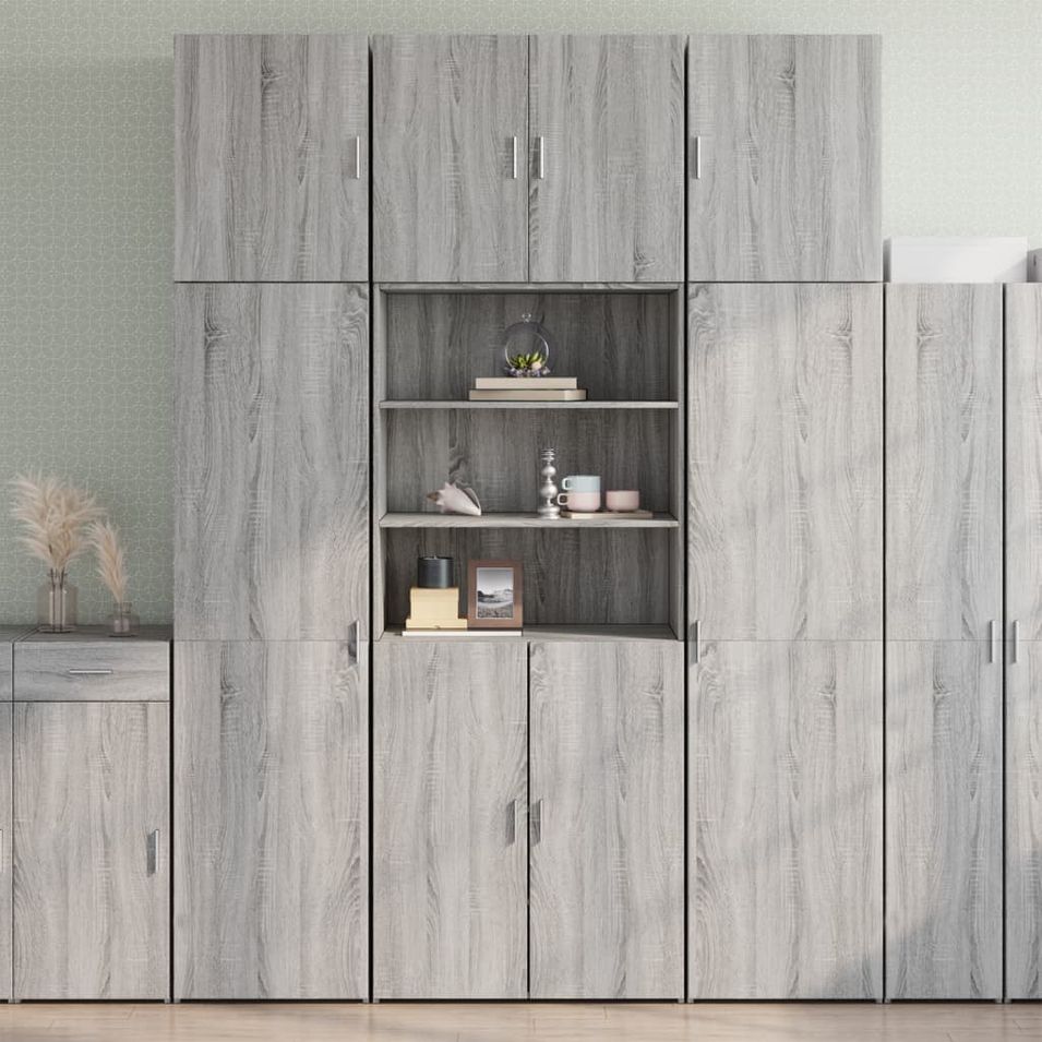 Buffet haut sonoma gris 80x42,5x249 cm bois d'ingénierie - Photo n°1