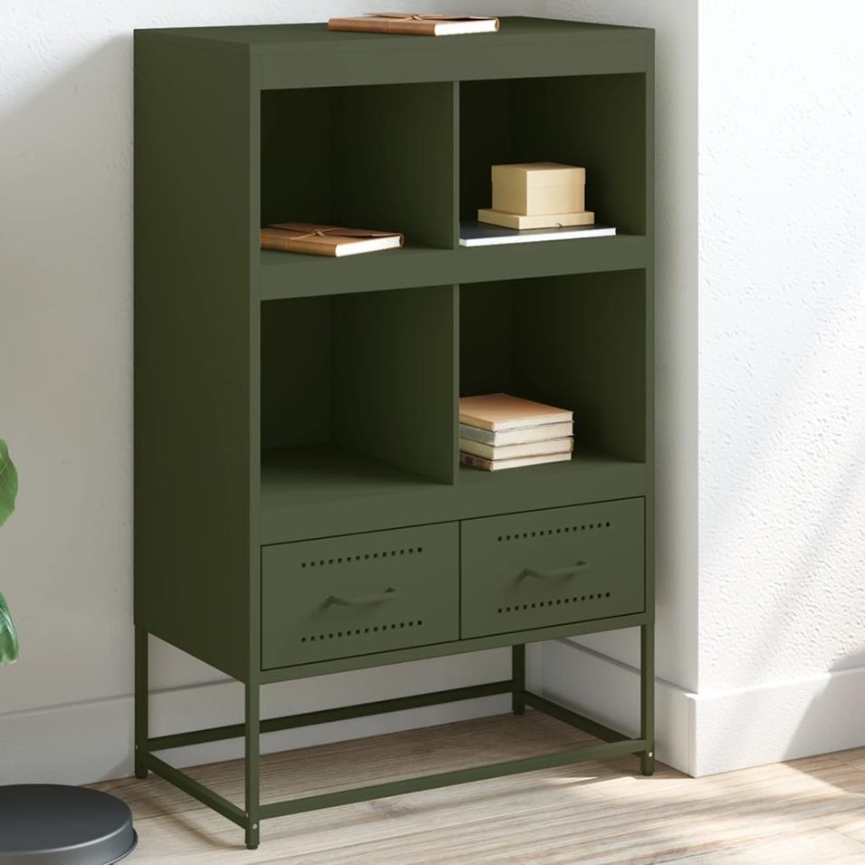 Buffet haut vert olive 68,5x39x111,5 cm acier laminé à froid - Photo n°1