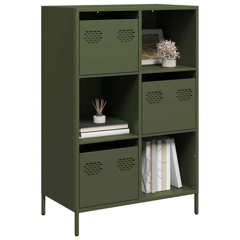 Buffet haut vert olive 68x39x103,5 cm acier - Photo n°1