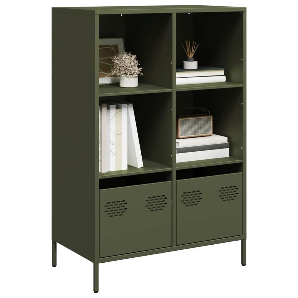 Buffet haut vert olive 68x39x103,5 cm acier - Photo n°1