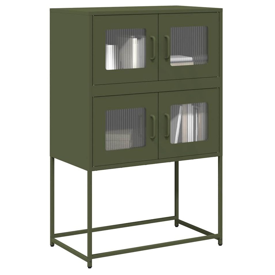 Buffet haut vert olive 68x39x107 cm acier - Photo n°1