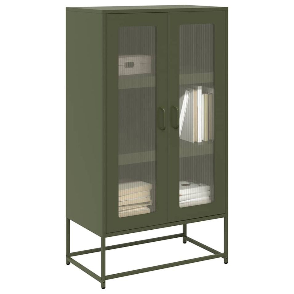 Buffet haut vert olive 68x39x123 cm acier - Photo n°1