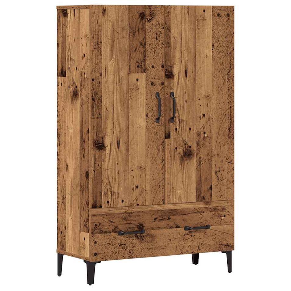 Buffet haut vieux bois 70x31x115 cm bois d'ingénierie - Photo n°1