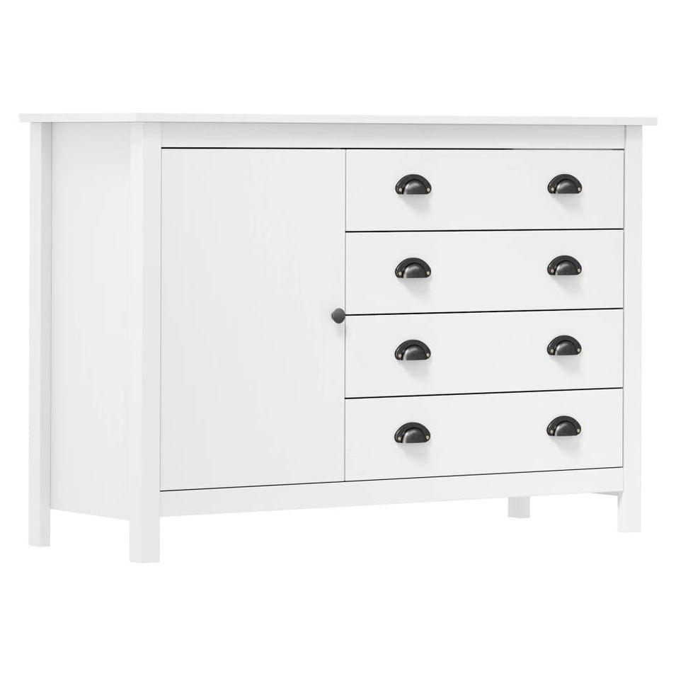 Buffet Hill Range Blanc 120x40x80 cm Bois de pin solide 2 - Photo n°1