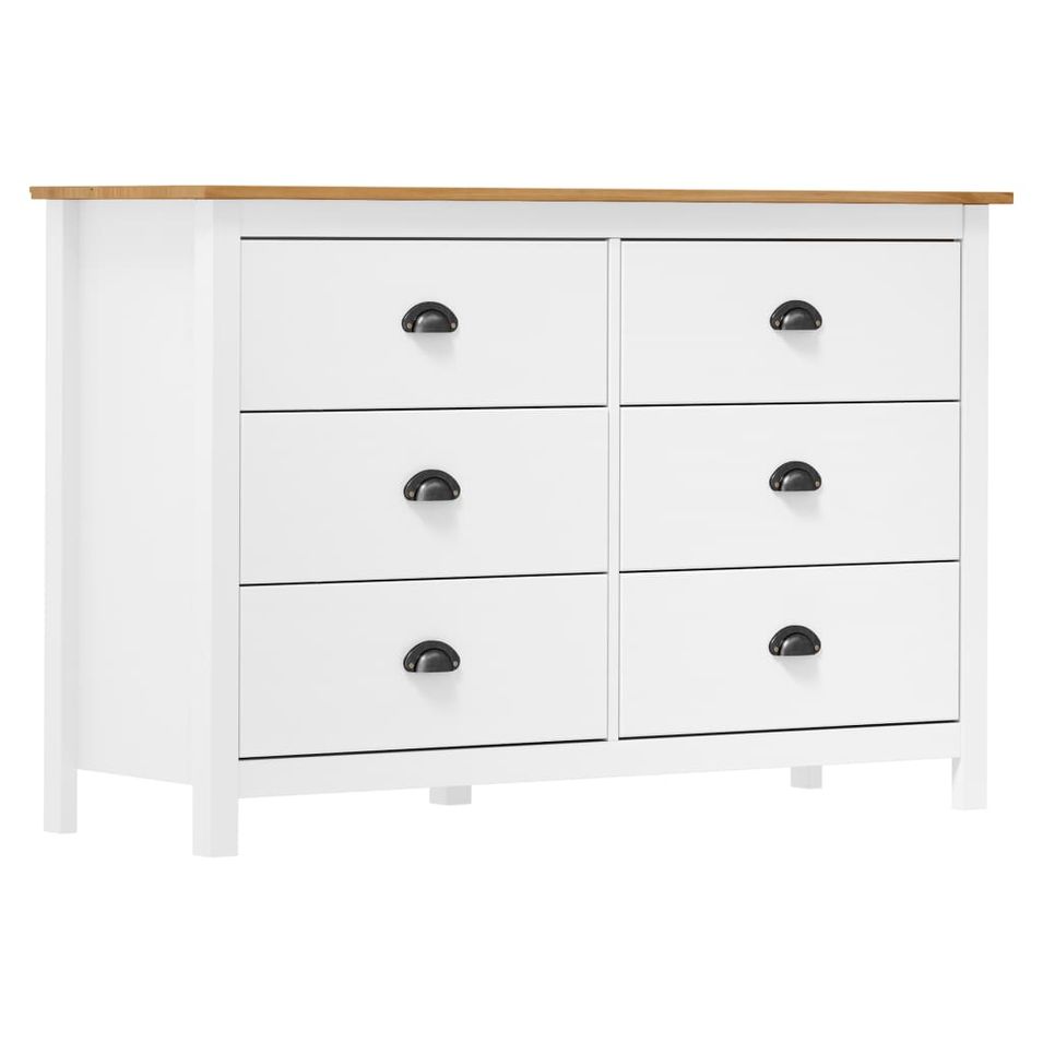 Buffet Hill Range Blanc 125x40x80 cm Bois de pin solide - Photo n°1