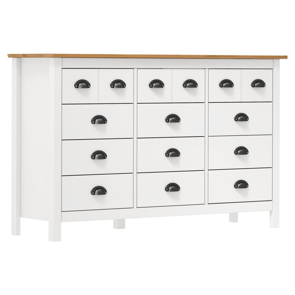 Buffet Hill Range Blanc 130x37x80 cm Bois de pin solide - Photo n°1