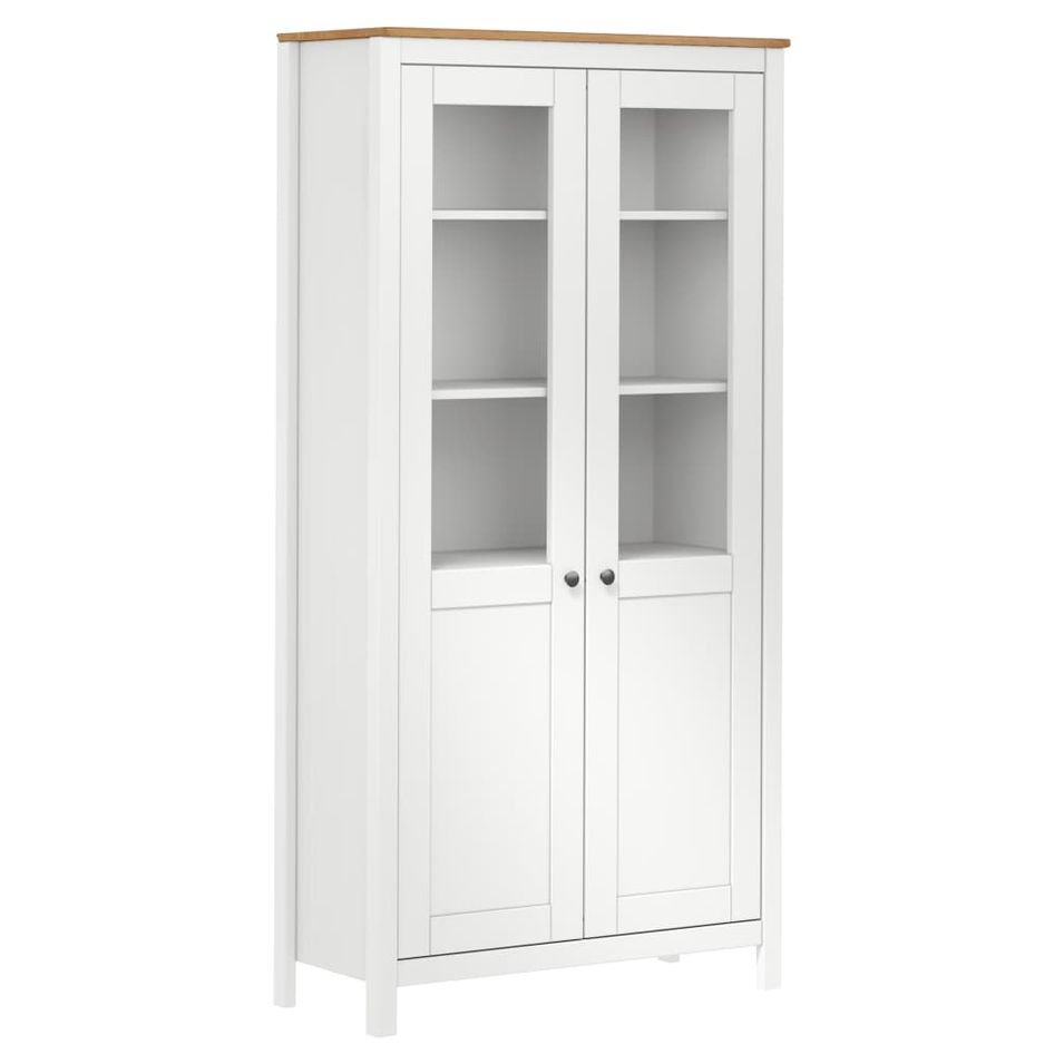 Buffet Hill Range Blanc 85x37x170,5 cm Bois de pin solide 2 - Photo n°1