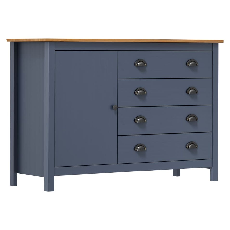 Buffet Hill Range Gris 120x40x80 cm Bois de pin solide - Photo n°1
