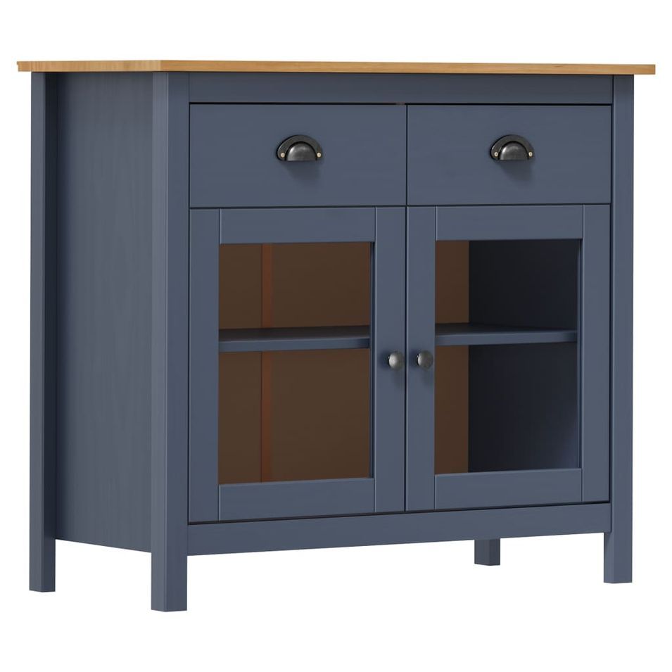 Buffet Hill Range Gris 90x40x80 cm Bois de pin solide - Photo n°1