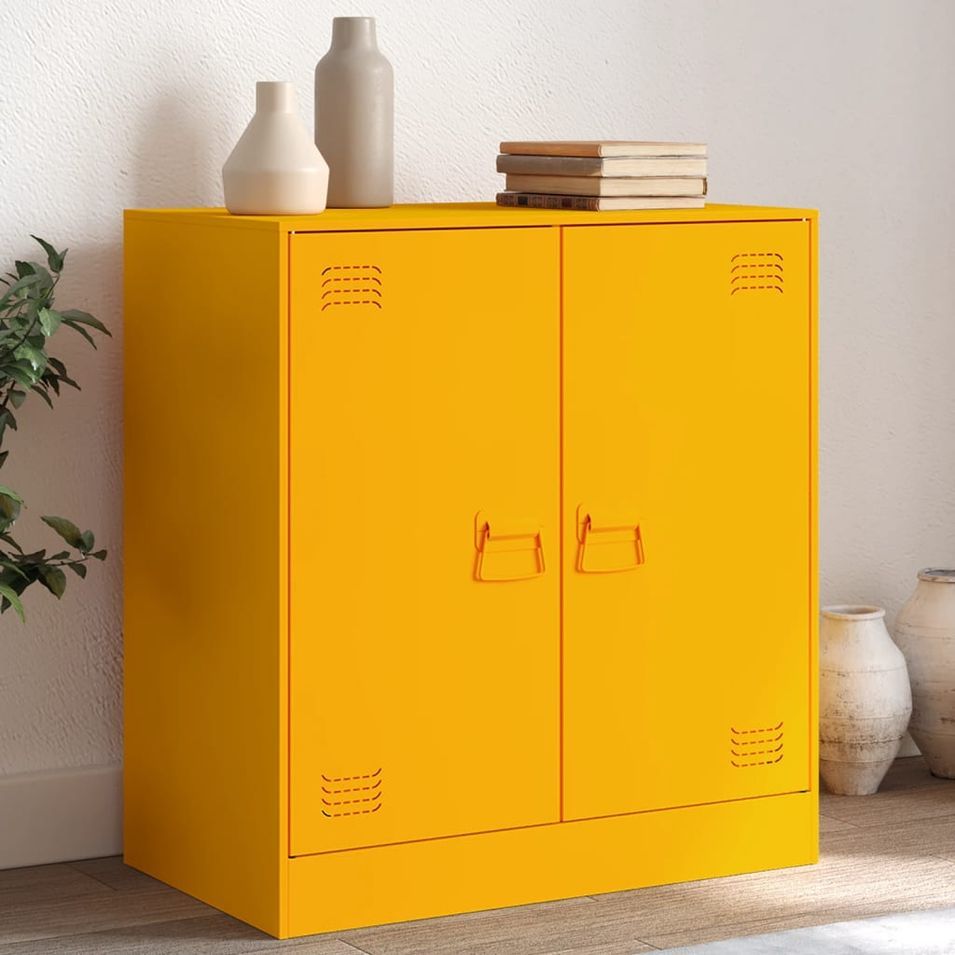 Buffet jaune moutarde 67x39x73 cm acier - Photo n°1