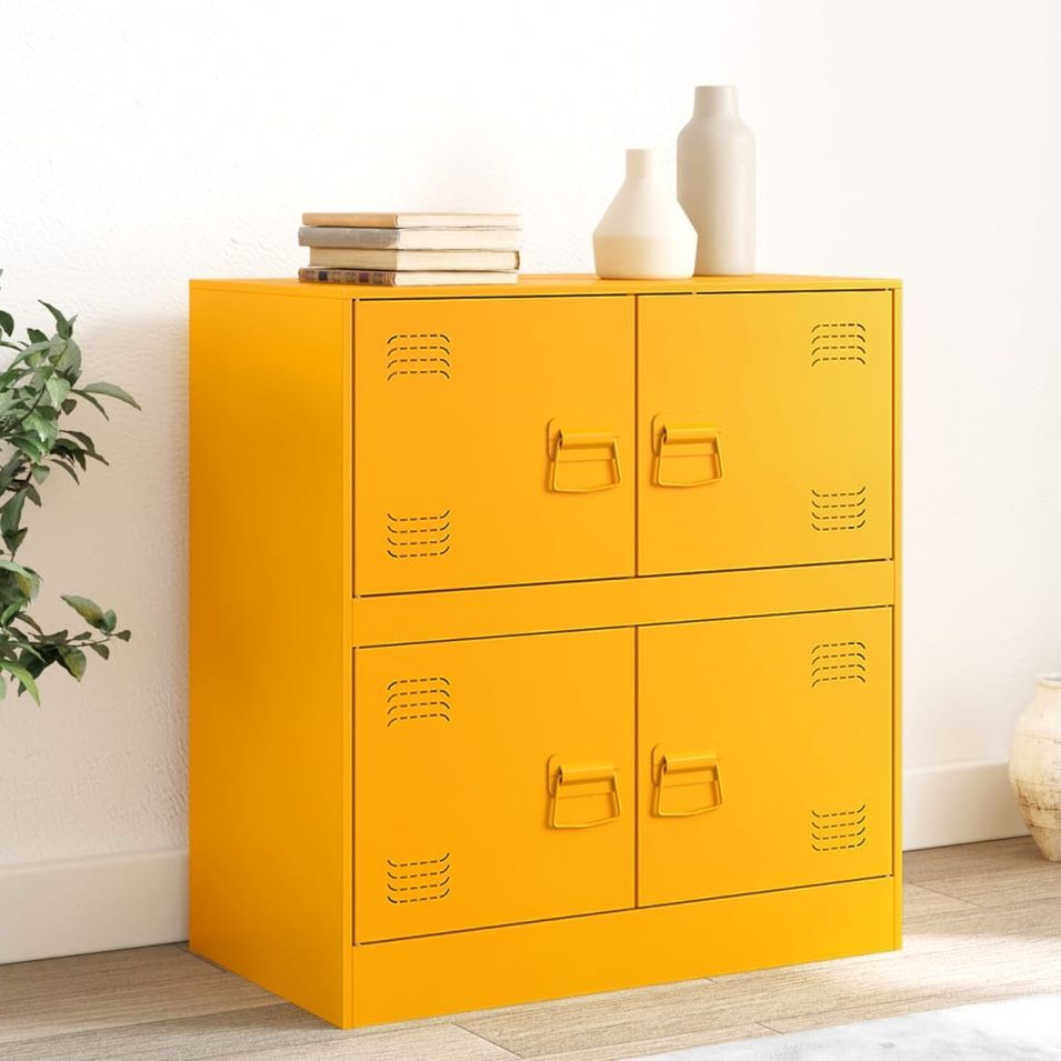 Buffet jaune moutarde 67x39x73 cm acier - Photo n°1