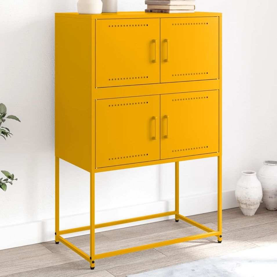 Buffet jaune moutarde 68,5x38,5x107 cm acier - Photo n°1