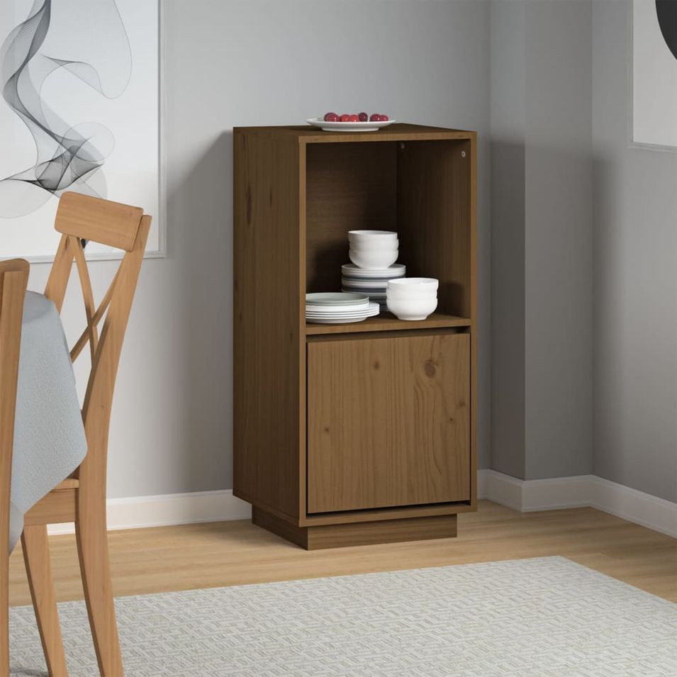 Buffet Marron miel 38x35x80 cm Bois massif de pin - Photo n°1