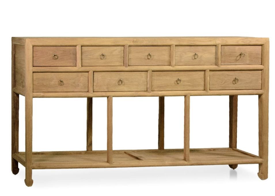 Buffet MERIDA en teck recyclé – 9 tiroirs et 1 étagère - Photo n°1