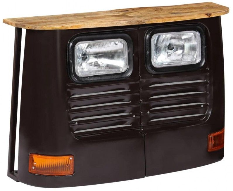 Buffet métal gris et plateau manguier massif Vroum - Photo n°1