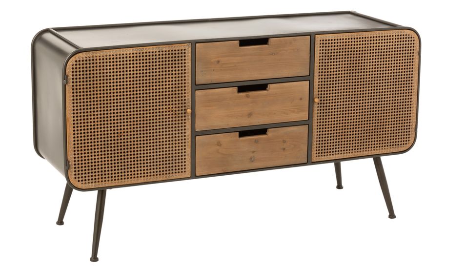 Buffet métal noir naturel Josia L 145 cm - Photo n°1