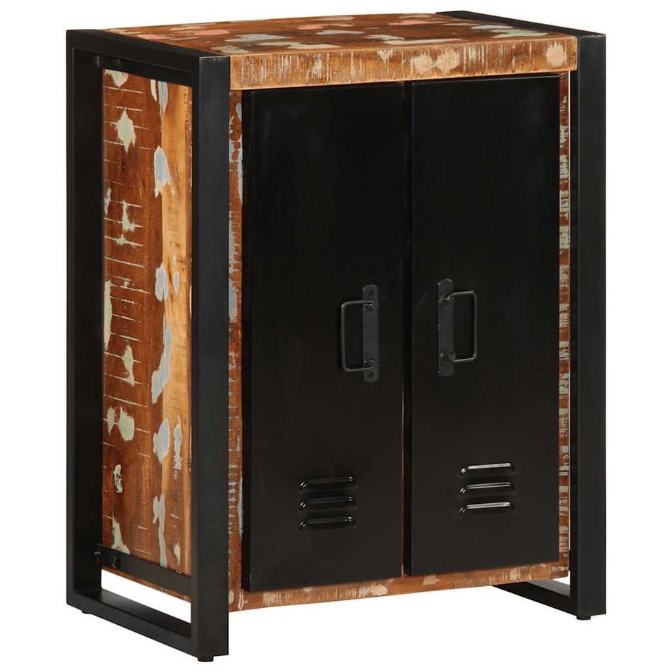 Buffet multicolore 55x35x70 cm bois massif récupération - Photo n°1