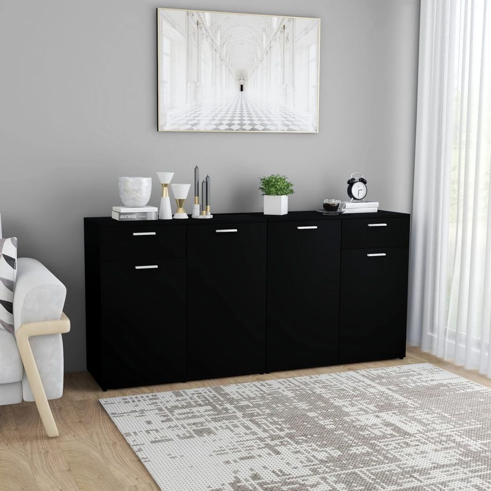 Buffet Noir 160x36x75 cm - Photo n°1