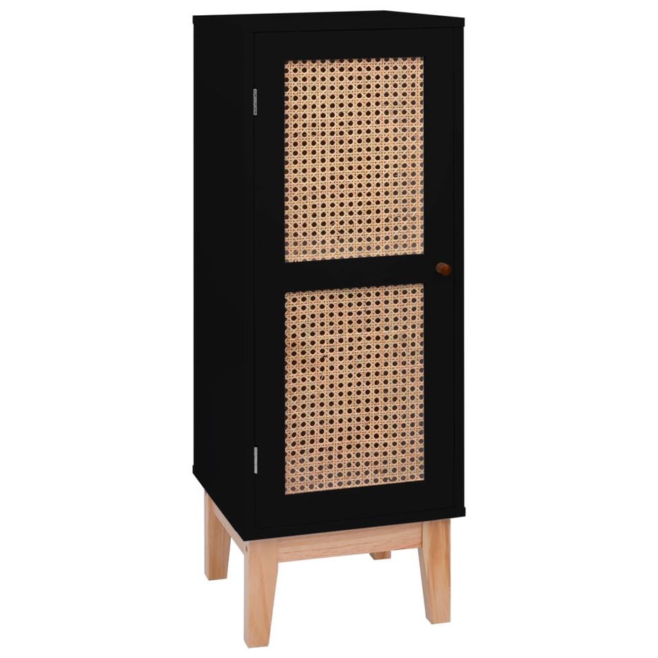 Buffet Noir 35x35x100 cm MDF et résine tressée - Photo n°1