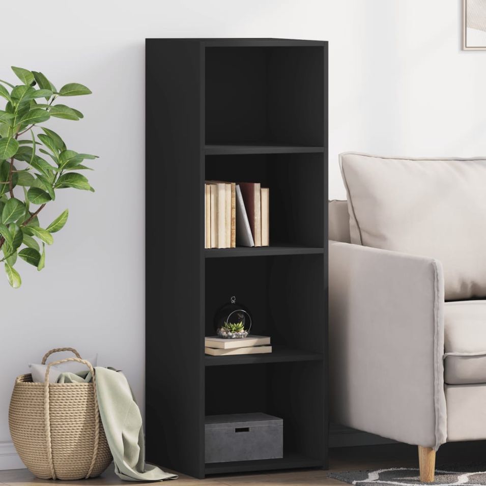 Buffet noir 40x41x124 cm bois d'ingénierie - Photo n°1