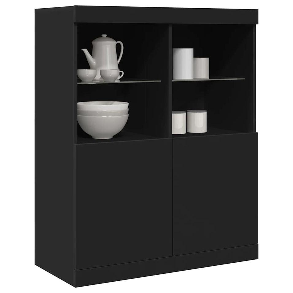 Buffet noir 81x37x100 cm bois d'ingénierie - Photo n°1