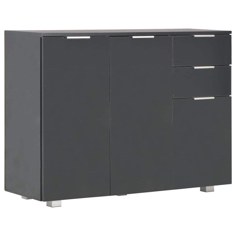 Buffet Noir brillant 107 x 35 x 76 cm - Photo n°1