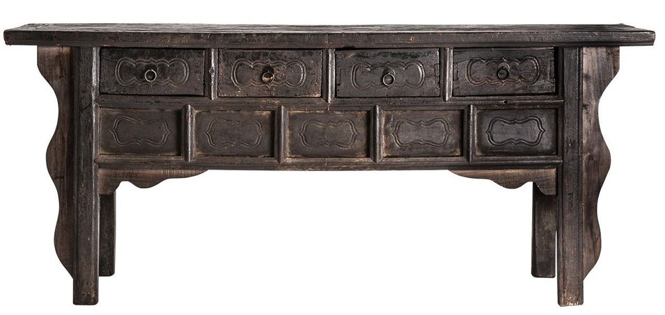 Buffet oriental 4 tiroirs orme massif marron vieilli Waylon - Photo n°1