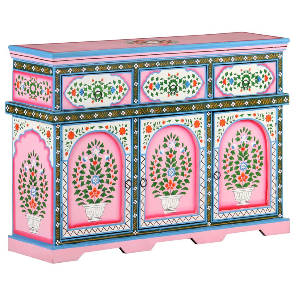 Buffet peint à la main Multicolore 110x30x76cm Bois de manguier 2 - Photo n°1