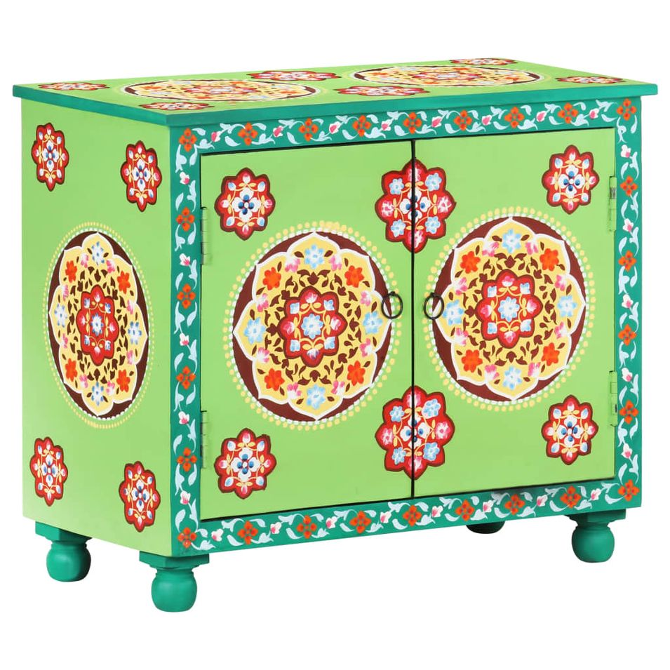Buffet peint à la main Multicolore 70x35x60 cm Bois de manguier - Photo n°1