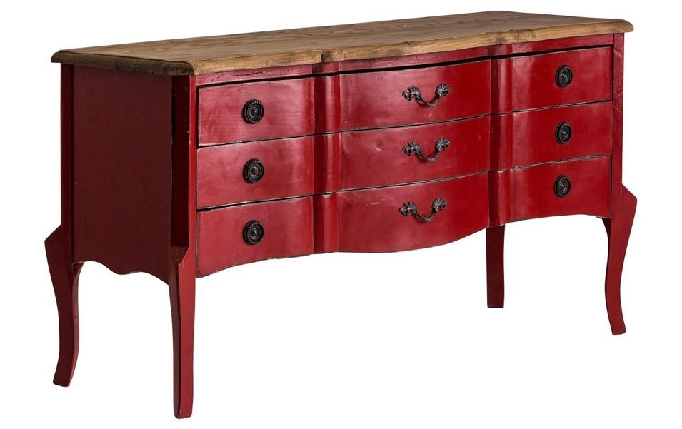 Buffet provençal 3 tiroirs orme massif rouge vieilli Cash - Photo n°1