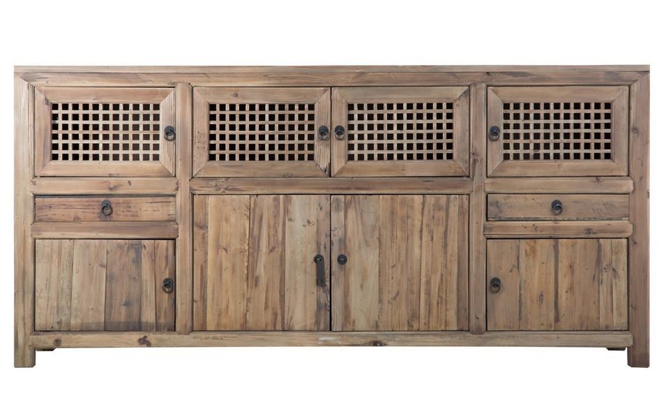 Buffet rustique pin massif naturel vieilli Arjun 190 cm - Photo n°1