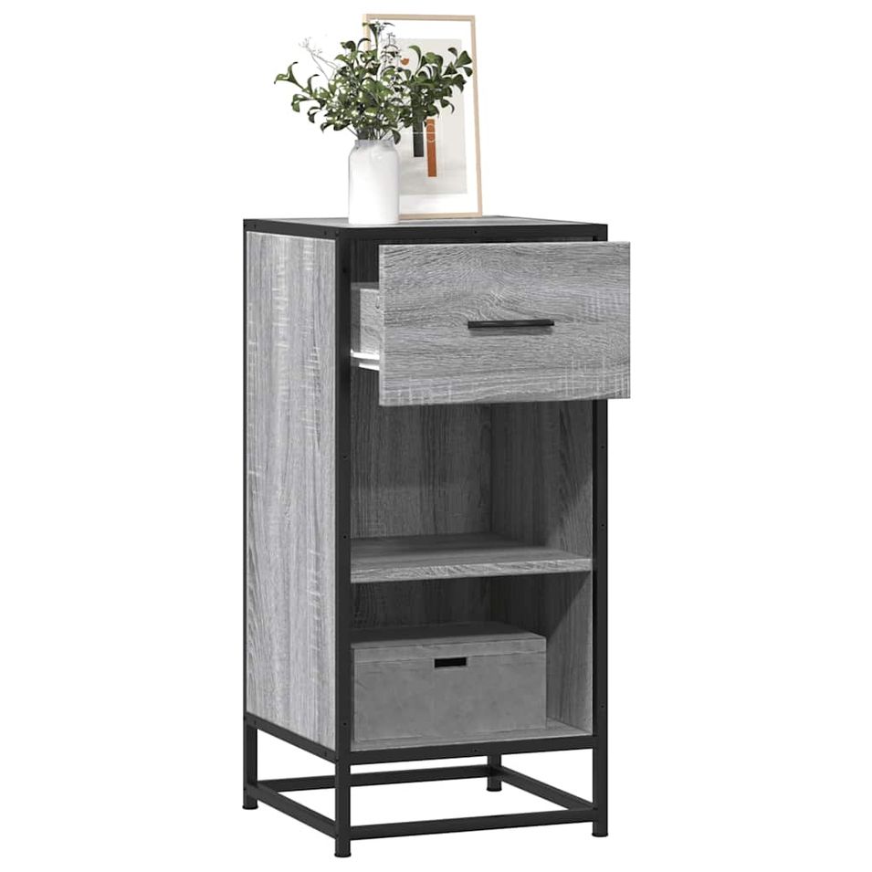 Buffet sonoma gris 35,5x35x76 cm bois d'ingénierie et métal - Photo n°1
