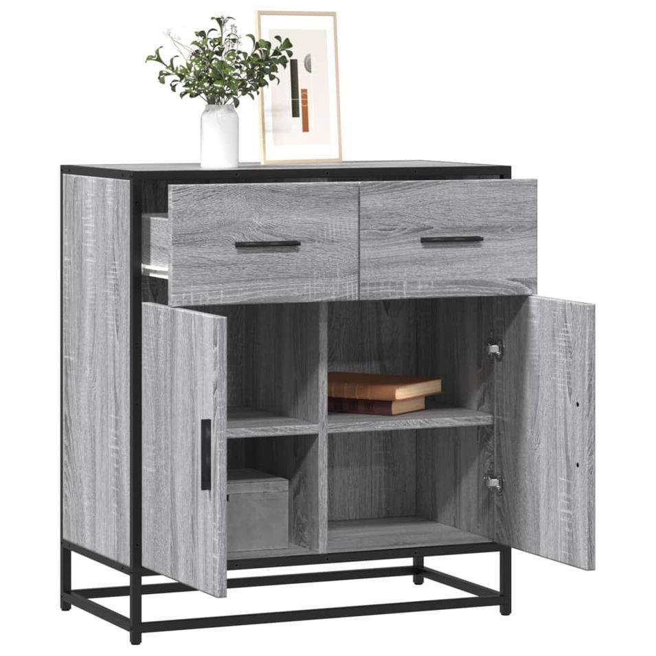 Buffet sonoma gris 68x35x76 cm bois d'ingénierie et métal - Photo n°1