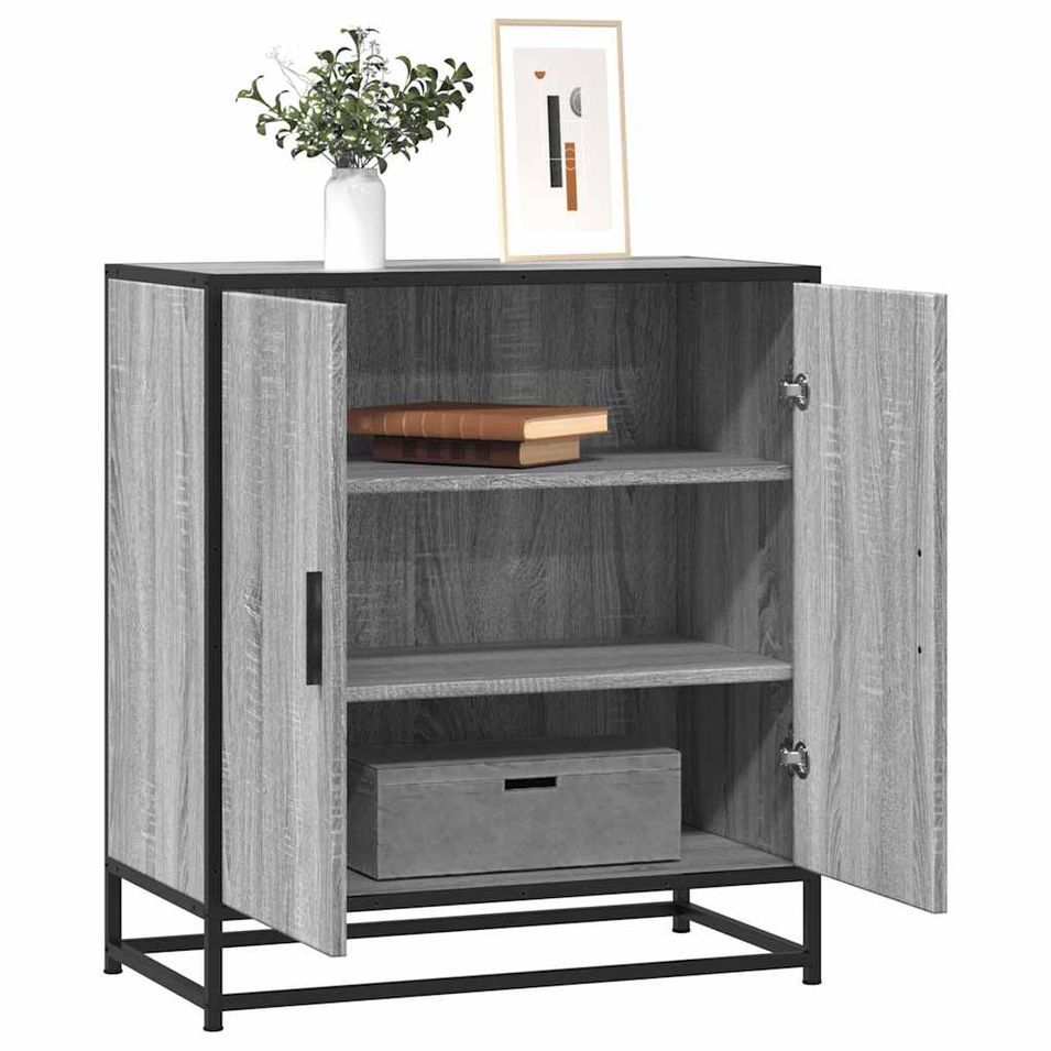 Buffet sonoma gris 68x35x76 cm bois d'ingénierie et métal - Photo n°1