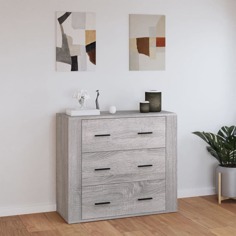 Buffet Sonoma gris 80x33x70 cm Bois d'ingénierie - Photo n°1
