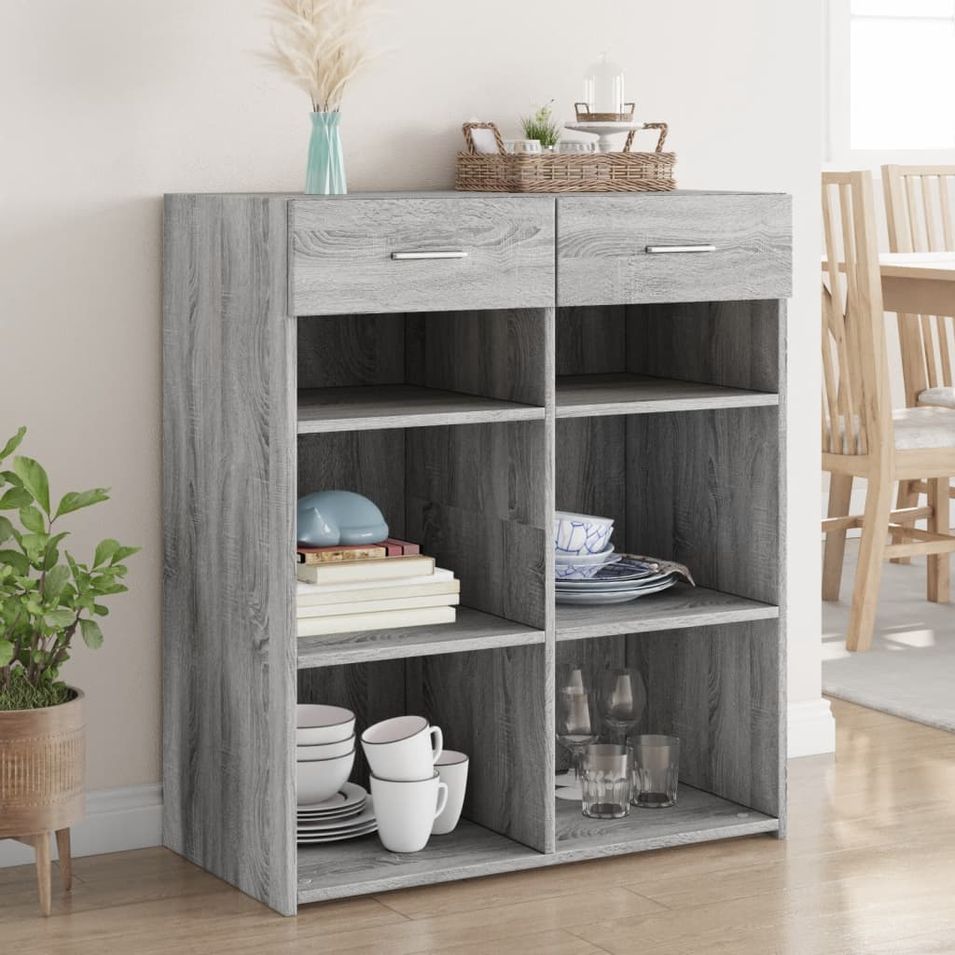 Buffet sonoma gris 80x42,5x93 cm bois d'ingénierie - Photo n°1