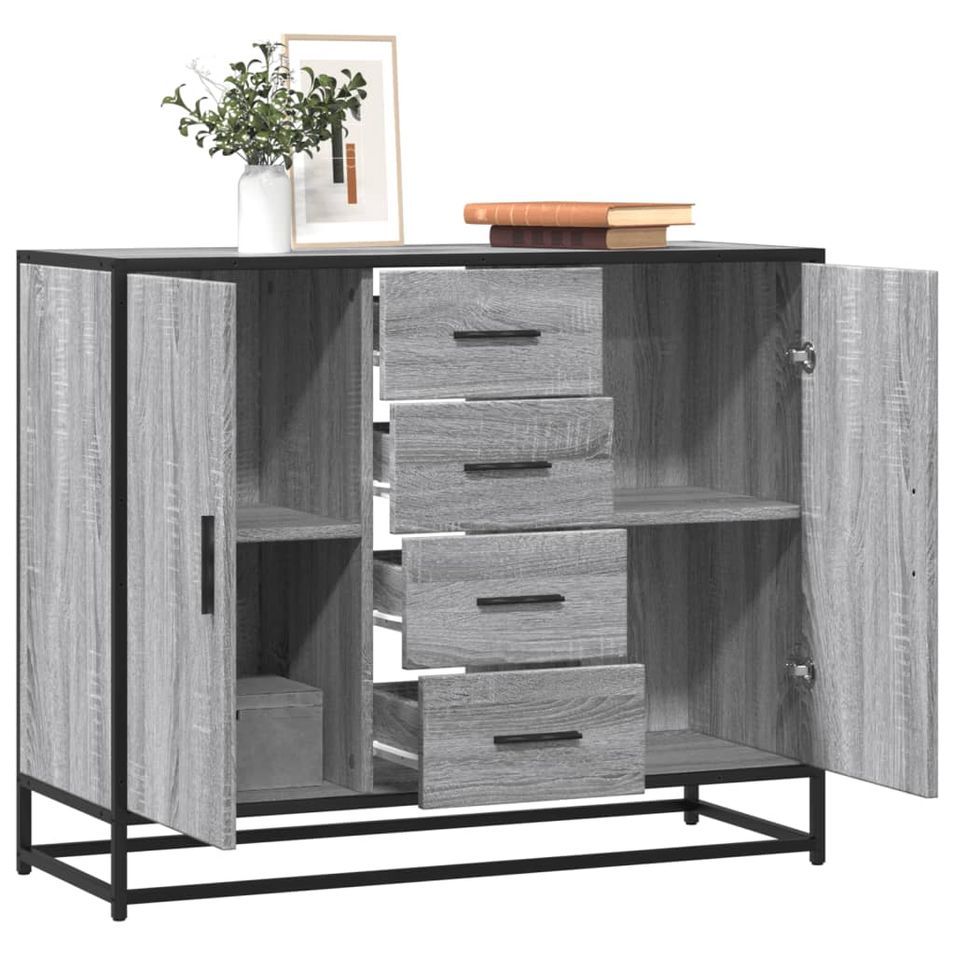 Buffet sonoma gris 92x35x76 cm bois d'ingénierie - Photo n°1