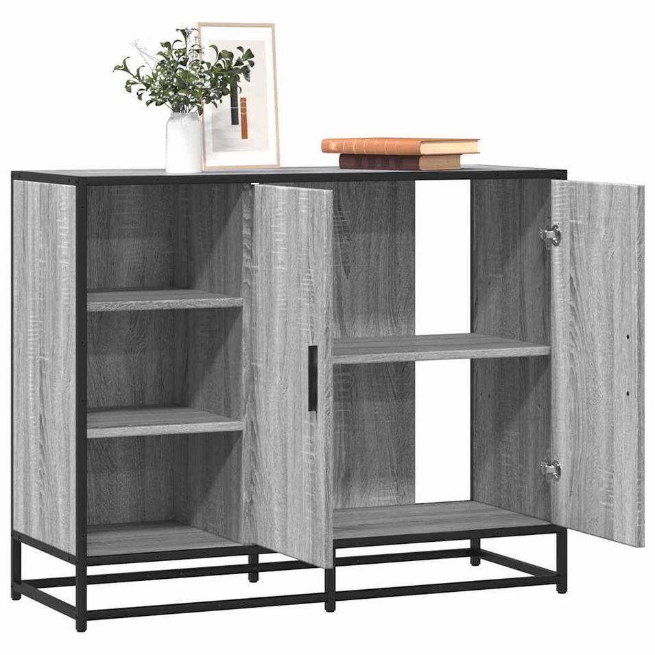 Buffet sonoma gris 92x35x76 cm bois d'ingénierie - Photo n°1