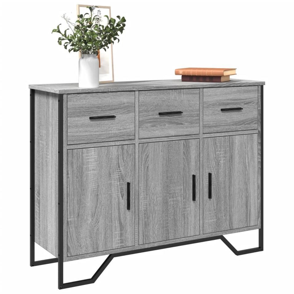 Buffet sonoma gris 97x32,5x74,5 cm bois d'ingénierie - Photo n°1
