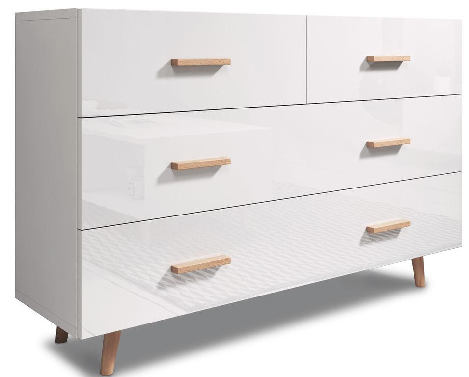 Buffet style scandinave blanc mat et blanc laqué Kunamy 125 cm - Photo n°1