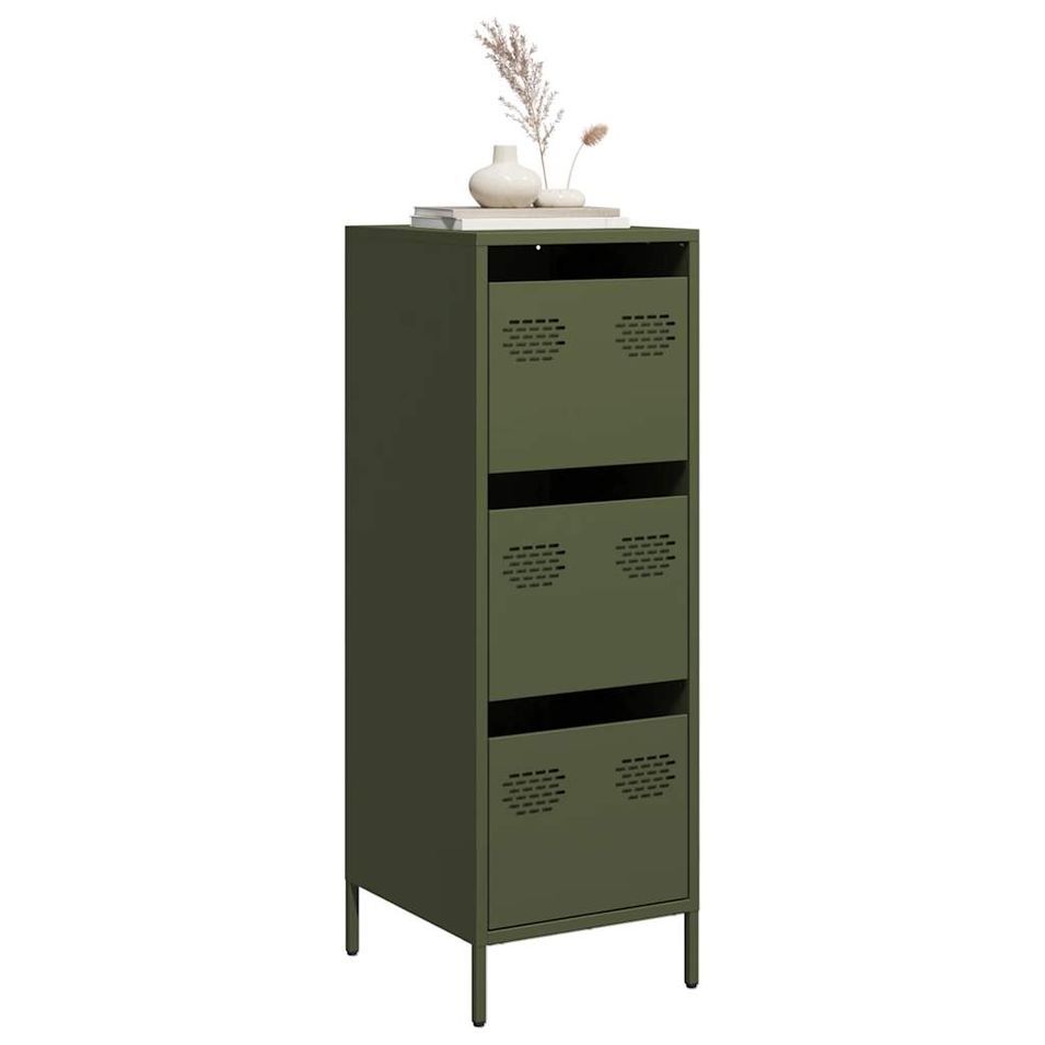 Buffet vert olive 39x35x103,5 cm acier - Photo n°1