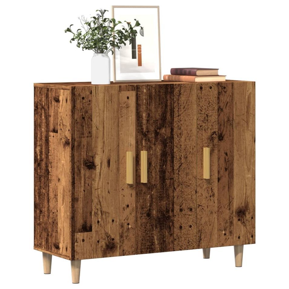 Buffet vieux bois 90x34x80 cm bois d'ingénierie - Photo n°1