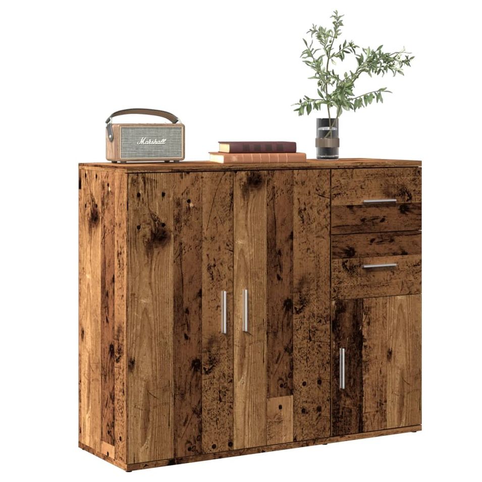 Buffet vieux bois 91x29,5x75 cm bois d'ingénierie - Photo n°1